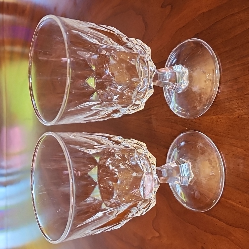 VINTAGE SET OF 2 Arcoroc France cut crystal glasses